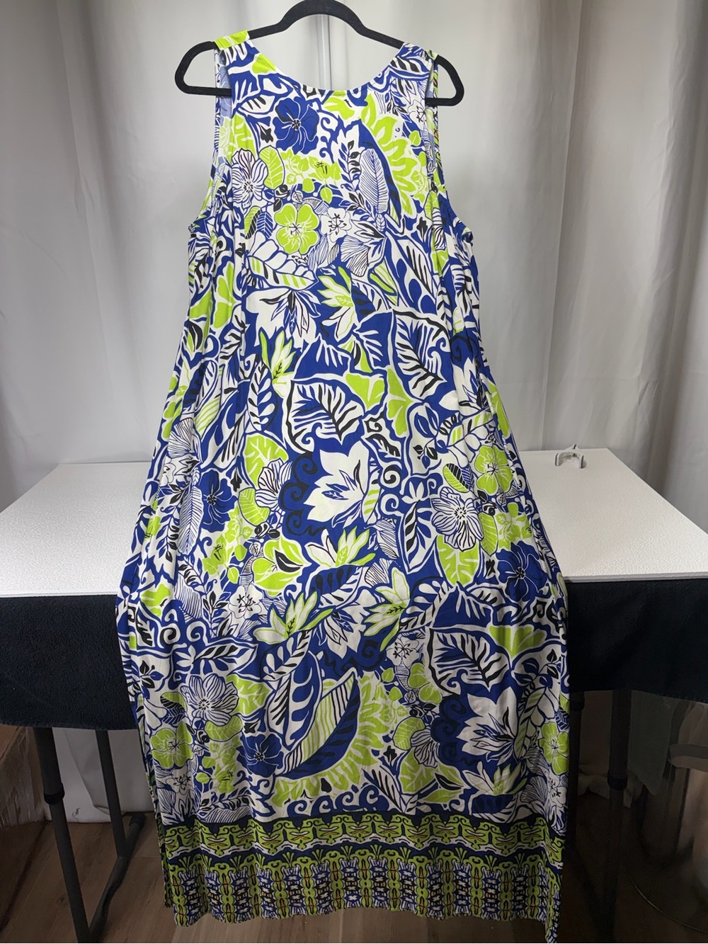 Investments Blue, Lime & White Floral Maxi Dress 4473-4474